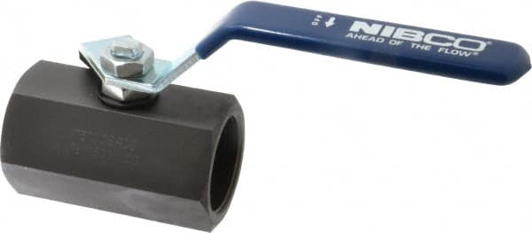 NIBCO - 1-1/2" Pipe, Carbon Steel Standard Ball Valve - 1 Piece, Inline - One Way Flow, FNPT x FNPT Ends, Lever Handle, 1,500 WOG - Exact Tooling