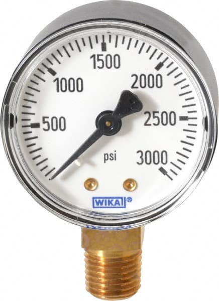Wika - 2" Dial, 1/4 Thread, 0-3,000 Scale Range, Pressure Gauge - Lower Connection Mount, Accurate to 3-2-3% of Scale - Exact Tooling