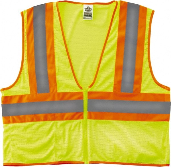 Ergodyne - Size 4X/5XL High Visibility Orange Mesh General Purpose Vest - 58 to 64" Chest, ANSI/ISEA 107, Zipper Closure, 1 Pocket, Polyester - Exact Tooling