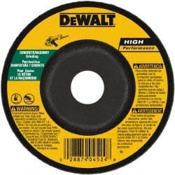 DeWALT - 24 Grit, 7" Wheel Diam, 1/4" Wheel Thickness, 7/8" Arbor Hole, Type 27 Depressed Center Wheel - Silicon Carbide, Resinoid Bond, 8,700 Max RPM - Exact Tooling