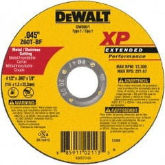 DeWALT - 24 Grit, 4-1/2" Wheel Diam, 7/8" Arbor Hole, Type 27 Depressed Center Wheel - Zirconia Alumina, Resinoid Bond, 13,300 Max RPM - Exact Tooling
