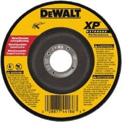 DeWALT - 24 Grit, 7" Wheel Diam, 3/32" Wheel Thickness, 7/8" Arbor Hole, Type 27 Depressed Center Wheel - Zirconia Alumina, Resinoid Bond, 8,700 Max RPM - Exact Tooling