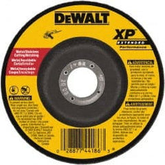DeWALT - 24 Grit, 5" Wheel Diam, 3/32" Wheel Thickness, 7/8" Arbor Hole, Type 27 Depressed Center Wheel - Zirconia Alumina, Resinoid Bond, 12,200 Max RPM - Exact Tooling