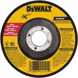 DeWALT - 24 Grit, 9" Wheel Diam, 3/32" Wheel Thickness, 7/8" Arbor Hole, Type 27 Depressed Center Wheel - Aluminum Oxide, Resinoid Bond, 6,600 Max RPM - Exact Tooling