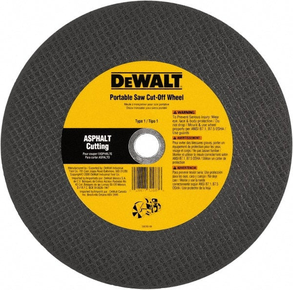 DeWALT - 12" 24 Grit Silicon Carbide Cutoff Wheel - 1/8" Thick, 1" Arbor, 6,400 Max RPM, Use with Gas Powered Saws - Exact Tooling