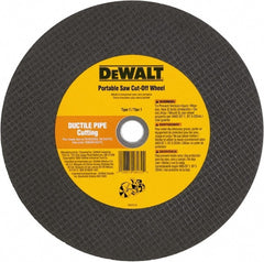 DeWALT - 12" 24 Grit Aluminum Oxide Cutoff Wheel - 1/8" Thick, 1" Arbor, 6,400 Max RPM, Use with Gas Powered Saws - Exact Tooling