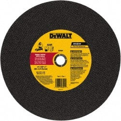 DeWALT - 14" 24 Grit Aluminum Oxide Cutoff Wheel - 0.109" Thick, 1" Arbor, 4,300 Max RPM, Use with Stationary Tools - Exact Tooling