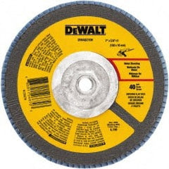 DeWALT - 80 Grit, 7" Disc Diam, 5/8-11 Center Hole, Type 29 Zirconia Alumina Flap Disc - 8,700 Max RPM, Poly Cotton Backing, Arbor Attaching System, Coated - Exact Tooling