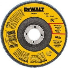 DeWALT - 80 Grit, 4" Disc Diam, 5/8" Center Hole, Type 29 Zirconia Alumina Flap Disc - 15,200 Max RPM, Poly Cotton Backing, Arbor Attaching System, Coated - Exact Tooling