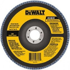 DeWALT - 40 Grit, 6" Disc Diam, 7/8" Center Hole, Type 29 Zirconia Alumina Flap Disc - 10,100 Max RPM, Poly Cotton Backing, Arbor Attaching System, Coated - Exact Tooling