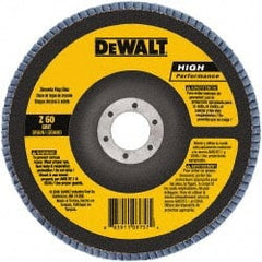 DeWALT - 80 Grit, 7" Disc Diam, 7/8" Center Hole, Type 27 Zirconia Alumina Flap Disc - 8,700 Max RPM, Poly Cotton Backing, Arbor Attaching System, Coated - Exact Tooling