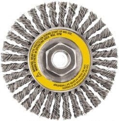 DeWALT - 6-1/2" OD, 5/8-11 Arbor Hole, Stringer Bead Stainless Steel Wheel Brush - 3/8" Face Width, 7/8" Trim Length, 0.02" Filament Diam, 9,000 RPM - Exact Tooling