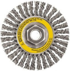 DeWALT - 6-1/2" OD, 5/8-11 Arbor Hole, Stringer Bead Stainless Steel Wheel Brush - 3/8" Face Width, 7/8" Trim Length, 0.02" Filament Diam, 9,000 RPM - Exact Tooling