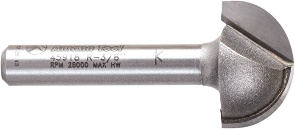 Amana Tool - 3/4" Cut Diam, 7/16" Length of Cut, 2 Flute Core Box Edge Profile Router Bit - Carbide-Tipped, 1/4" Shank Diam, 1-3/4" OAL, Uncoated - Exact Tooling