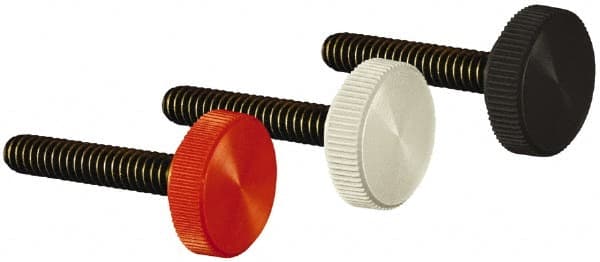 Made in USA - #10-32 Knurled Shoulder Steel Thumb Screw - 5/8" OAL, 5/8" Head Diam - Exact Tooling