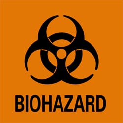 NMC - "Biohazard", 7" Long x 7" Wide, Rigid Plastic Safety Sign - Square, 0.05" Thick, Use for Hazardous Materials - Exact Tooling