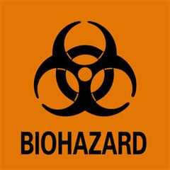 NMC - "Biohazard", 7" Long x 7" Wide, Rigid Plastic Safety Sign - Square, 0.05" Thick, Use for Hazardous Materials - Exact Tooling