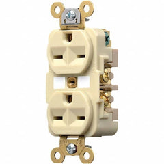 Hubbell Wiring Device-Kellems - 250 VAC 15A NEMA 6-15R Industrial Grade Ivory Straight Blade Duplex Receptacle - Exact Tooling