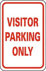 NMC - "Visitor Parking Only", 12" Wide x 18" High, Aluminum Parking Lot Traffic Signs - 0.04" Thick, Red on White, Rectangle, Wall Mount - Exact Tooling