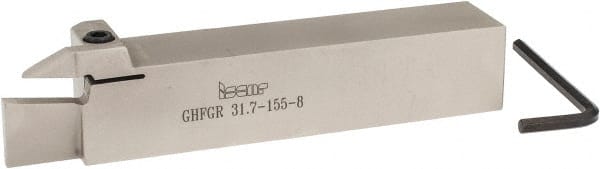 Iscar - GHFG, External, Right Hand, 0.984" Max Depth of Cut, 0.315" Min Groove Width, Indexable Grooving Tool Holder - GDMM, GDMY, GIF, GIFG, GIPA Insert Compatibility, 1-1/4" Shank Height, 1-1/4" Shank Width, 6.7" OAL - Exact Tooling