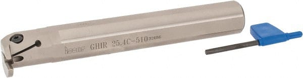 Iscar - GHI, Internal, Right Hand, 0.393" Max Depth of Cut, 0.157 to 0.208" Groove Width, Indexable Grooving Tool Holder - GIFI.., GIMY.., GINI.., GIPI.., TIPI.. Insert Compatibility, 1" Shank Width, 7" OAL, Through Coolant - Exact Tooling