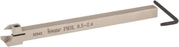 Iscar - PHS, External, Left Hand, 3/32 to 1/8" Groove Width, Indexable Grooving Tool Holder - GDMW 2.4 Insert Compatibility, 3/8" Shank Height, 3/8" Shank Width, 5-29/32" OAL - Exact Tooling