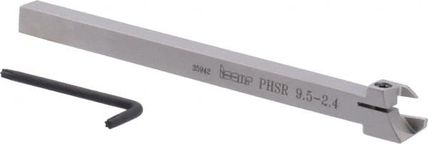 Iscar - PHS, External, Right Hand, 3/32 to 1/8" Groove Width, Indexable Grooving Tool Holder - GDMW 2.4 Insert Compatibility, 3/8" Shank Height, 3/8" Shank Width, 5-29/32" OAL - Exact Tooling