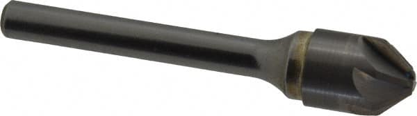 SGS - 1/2" Head Diam, 1/4" Shank Diam, 6 Flute 82° Solid Carbide Countersink - Exact Tooling