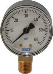 Wika - 2" Dial, 1/4 Thread, 0-60 Scale Range, Pressure Gauge - Lower Connection Mount, Accurate to 3-2-3% of Scale - Exact Tooling