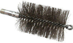 Schaefer Brush - 4-1/2" Brush Length, 3" Diam, Double Stem, Double Spiral Tube Brush - 7-1/4" Long, Stainless Steel, 1/4" NPSM Male Connection - Exact Tooling