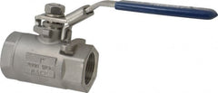 NIBCO - 1" Pipe, Standard Port, Stainless Steel Standard Ball Valve - 2 Piece, Inline - One Way Flow, FNPT x FNPT Ends, Locking Lever Handle, 2,000 WOG, 150 WSP - Exact Tooling