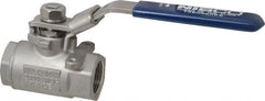 NIBCO - 3/4" Pipe, Standard Port, Stainless Steel Standard Ball Valve - 2 Piece, Inline - One Way Flow, FNPT x FNPT Ends, Locking Lever Handle, 2,000 WOG, 150 WSP - Exact Tooling