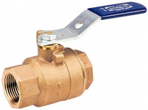 NIBCO - 2" Pipe, Standard Port, Bronze Oxygen Service Ball Valve - 2 Piece, Inline - One Way Flow, FNPT x FNPT Ends, Lever Handle, 600 WOG, 150 WSP - Exact Tooling