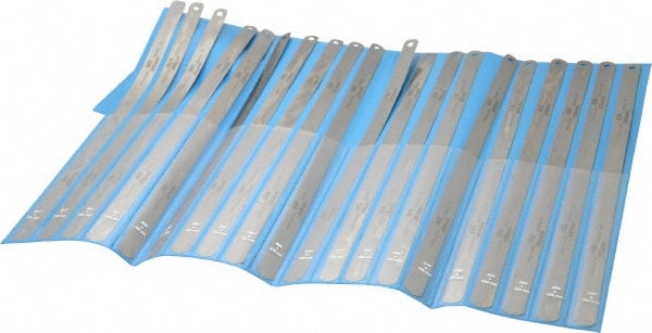 Precision Brand - 20 Piece, 0.001 to 0.03" Thick, Parallel Feeler Gage Set - 12" Leaf Length, 1/2" Wide, Steel - Exact Tooling