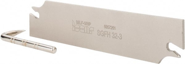 Iscar - 1.2598" Blade Height, 0.0945" Blade Width, 5.9055" OAL, Right Hand Cut, Double End Indexable Cut-Off Blade - SGFH Blade, Self Grip Series - Exact Tooling