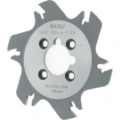 Iscar - Arbor Hole Connection, 1.04" Depth of Cut, 3.94" Cutter Diam, 1" Hole Diam, 6 Tooth Indexable Slotting Cutter - SGSF Toolholder, GSFN Insert - Exact Tooling