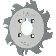 Iscar - Arbor Hole Connection, 1.36" Depth of Cut, 4.92" Cutter Diam, 1-1/4" Hole Diam, 8 Tooth Indexable Slotting Cutter - SGSF Toolholder, GSFN Insert - Exact Tooling