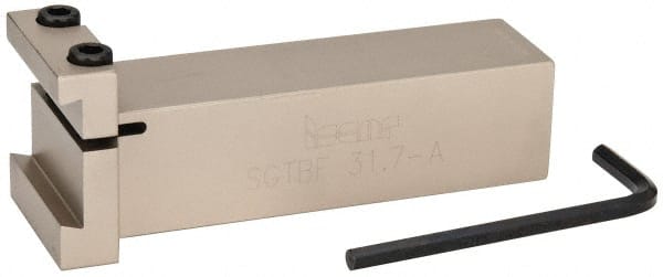 Iscar - Tool Block Style SGTBF, 1.26" Blade Height, 5" OAL, 1.9"& OAH, Indexable Cutoff Blade Tool Block - 1-1/4" Shank Height, 1-1/4" Shank Width, Reversible, Series Self Grip - Exact Tooling