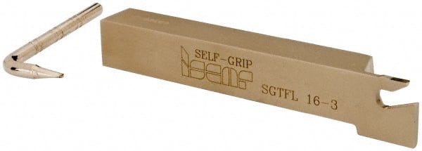 Iscar - SGTF, Left Hand Cut, 1.38" Max Workpc Diam, GFN, GFR Insert, Indexable Cutoff Toolholder - 5/8" Shank Width, 5/8" Shank Height, 4-1/2" OAL - Exact Tooling