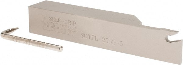 Iscar - SGTF, Left Hand Cut, 3" Max Workpc Diam, GFN, GFR Insert, Indexable Cutoff Toolholder - 1" Shank Width, 1" Shank Height, 5.9" OAL - Exact Tooling