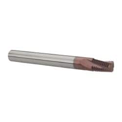 Carmex - 1/8-27 NPT, 1/4" Cutting Diam, 3 Flute, Solid Carbide Helical Flute Thread Mill - Internal/External Thread, 0.39" LOC, 2-1/2" OAL, 1/4" Shank Diam - Exact Tooling