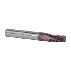 Carmex - 1/4-18 to 3/8-18 NPT, 0.312" Cutting Diam, 3 Flute, Solid Carbide Helical Flute Thread Mill - Internal/External Thread, 0.58" LOC, 2-1/2" OAL, 5/16" Shank Diam - Exact Tooling