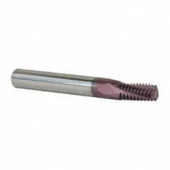 Carmex - 1/4-18 to 3/8-18 NPT, 0.312" Cutting Diam, 3 Flute, Solid Carbide Helical Flute Thread Mill - Internal/External Thread, 0.58" LOC, 2-1/2" OAL, 5/16" Shank Diam - Exact Tooling