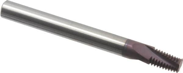 Carmex - 1/8-27 NPTF, 1/4" Cutting Diam, 3 Flute, Solid Carbide Helical Flute Thread Mill - Internal/External Thread, 0.39" LOC, 2-1/2" OAL, 1/4" Shank Diam - Exact Tooling