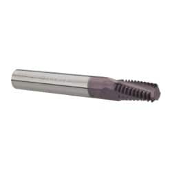 Carmex - 1/4-18 to 3/8-18 NPTF, 0.312" Cutting Diam, 3 Flute, Solid Carbide Helical Flute Thread Mill - Internal/External Thread, 0.58" LOC, 2-1/2" OAL, 5/16" Shank Diam - Exact Tooling