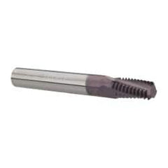 Carmex - 1/4-18 to 3/8-18 NPTF, 0.312" Cutting Diam, 3 Flute, Solid Carbide Helical Flute Thread Mill - Internal/External Thread, 0.58" LOC, 2-1/2" OAL, 5/16" Shank Diam - Exact Tooling