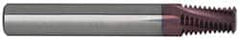 Carmex - 1/2-14 to 3/4-14 NPTF, 1/2" Cutting Diam, 4 Flute, Solid Carbide Helical Flute Thread Mill - Internal/External Thread, 0.82" LOC, 3-1/2" OAL, 1/2" Shank Diam - Exact Tooling