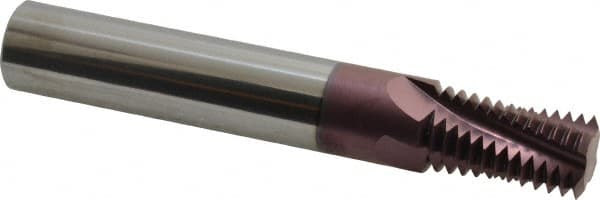 Carmex - 1 - 11-1/2 to 2 - 11-1/2 NPTF, 5/8" Cutting Diam, 4 Flute, Solid Carbide Helical Flute Thread Mill - Internal/External Thread, 1.09" LOC, 4" OAL, 5/8" Shank Diam - Exact Tooling