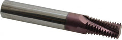 Carmex - 1 - 11-1/2 to 2 - 11-1/2 NPTF, 5/8" Cutting Diam, 4 Flute, Solid Carbide Helical Flute Thread Mill - Internal/External Thread, 1.09" LOC, 4" OAL, 5/8" Shank Diam - Exact Tooling