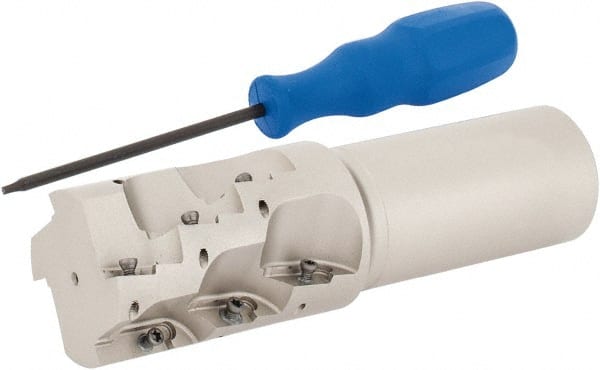 Iscar - 1-1/2" Cut Diam, 2.2" Max Depth of Cut, 1-1/4" Shank Diam, 5" OAL, Indexable Square Shoulder End Mill - AP.T 1003.. Inserts, Weldon Shank, 90° Lead Angle, Series Helimill - Exact Tooling